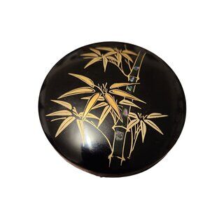 Vintage Japanese Lacquerware Coaster Set With Bamboo & Mother of Pearl Inlay